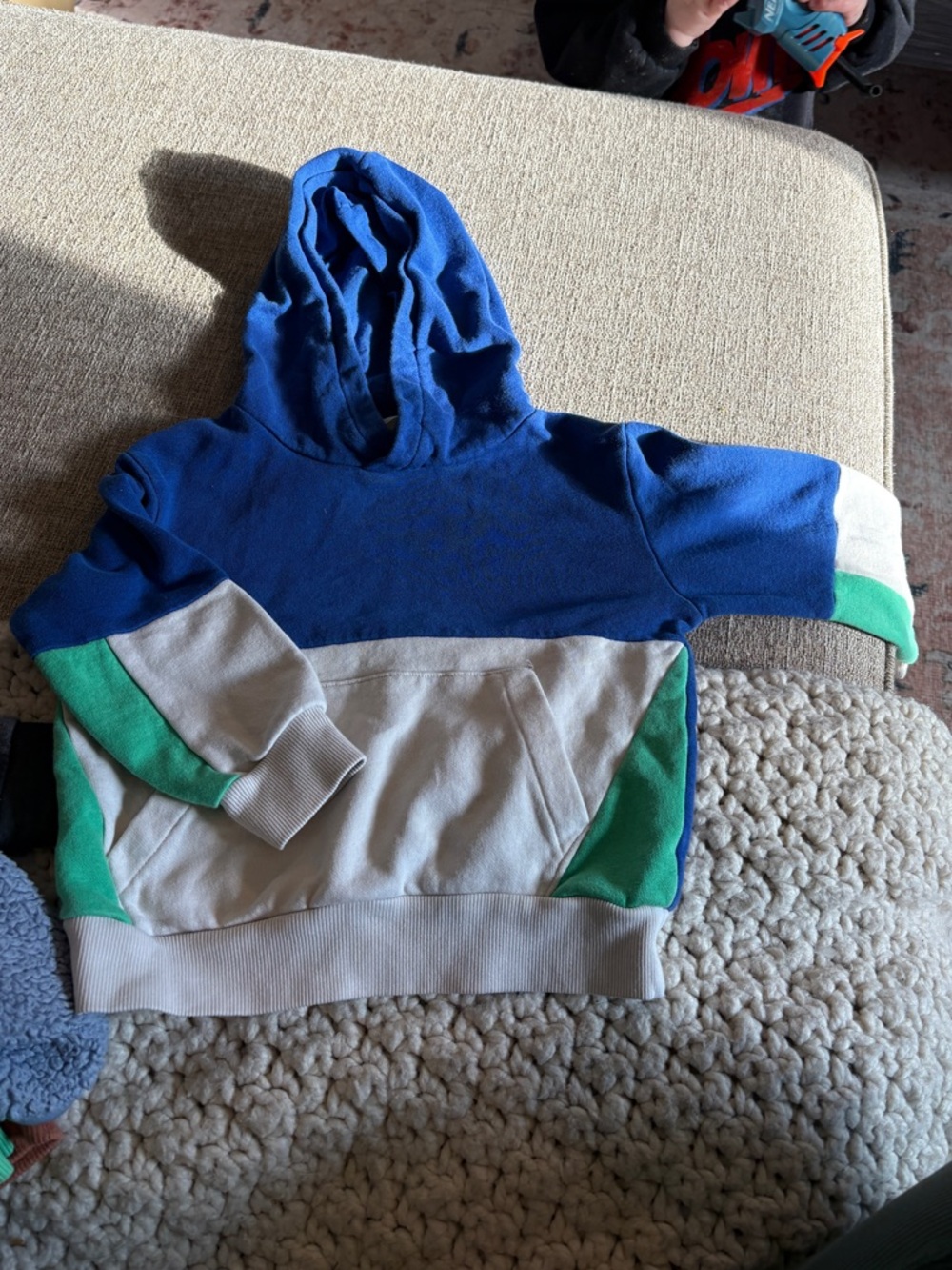H&M Blue White Green Colorblock Kids Hoodie